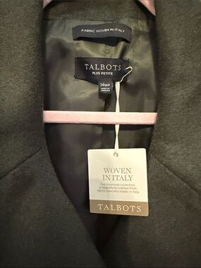 Talbots 14WP NWT Olive Wool-Blend Double-Breasted Pea Coat